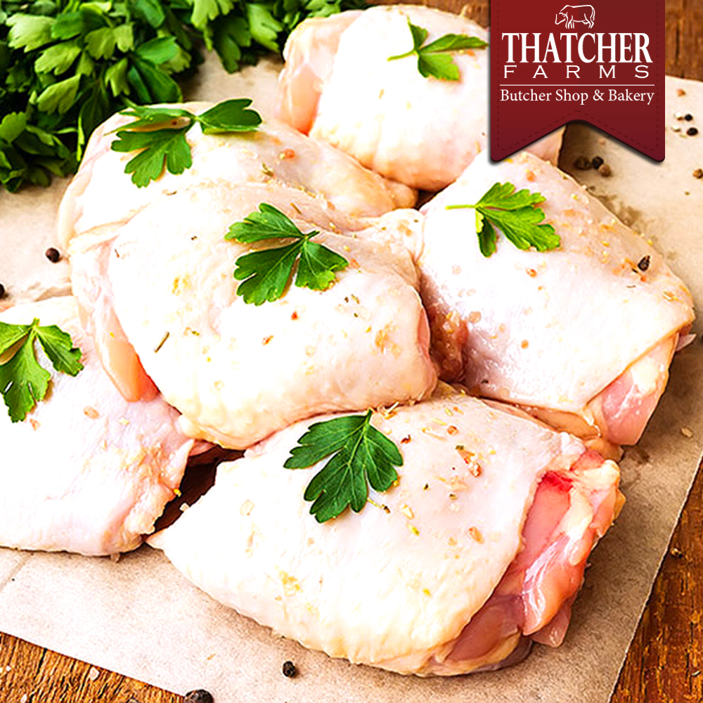Bone-In Chicken Thighs - 4 pieces or 5 lb Boxes