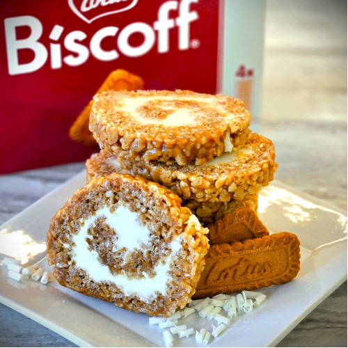 Biscoff White Chocolate Rice Krispie Roll (6 peices)